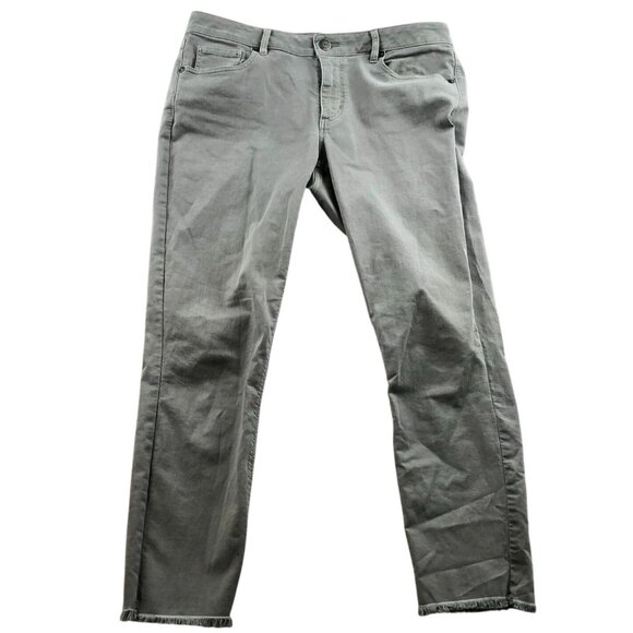 Loft Womens Curvy Skinny Crop Jeans Sz 29/8 Classic Casual Frayed Hem Grey Denim - Picture 1 of 15